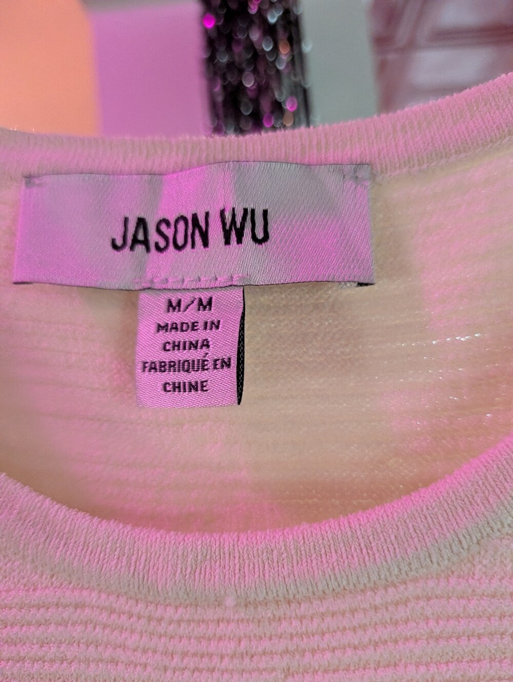 Jason Wu Cream Ribbed Knit Top